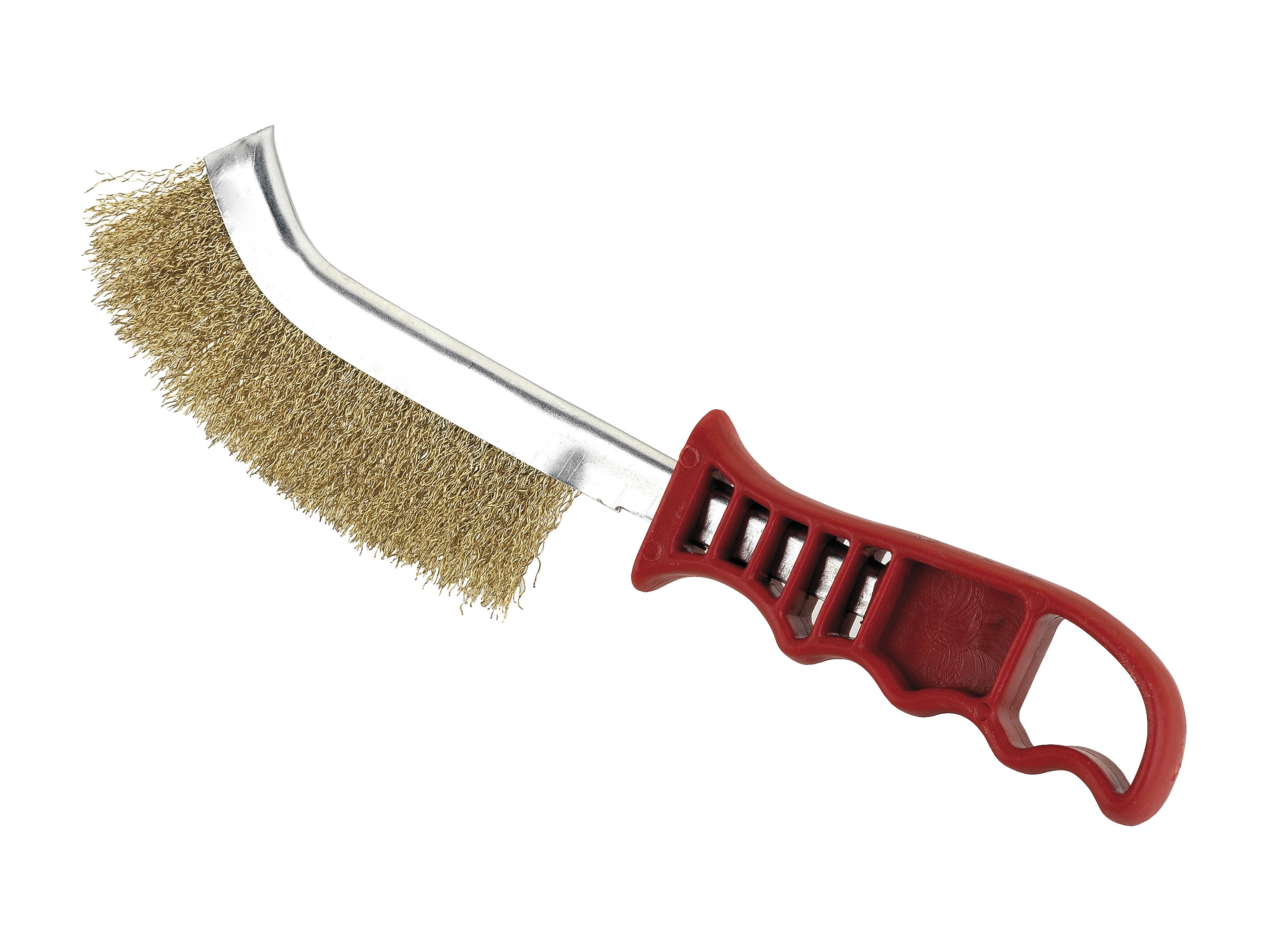 Crimped Brass Plated Wire Brush With Plastic Handle ALYCO