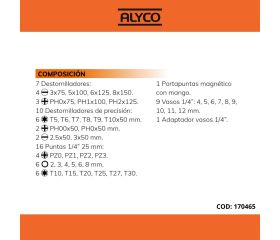 Juego Combinado De Destornilladores, Vasos Y Puntas  44 Piezas En Estuche Plástico ALYCO ORANGE