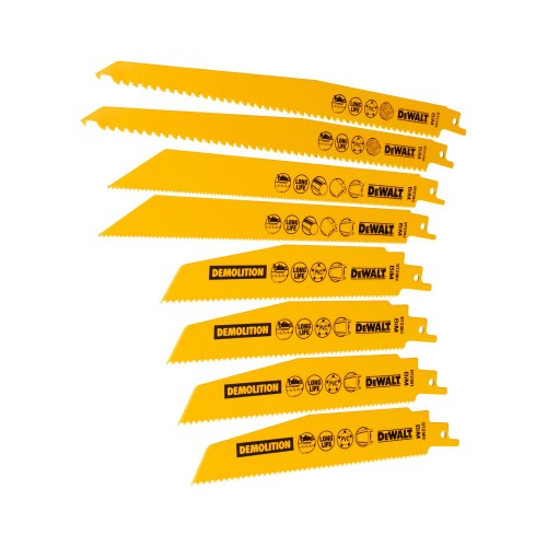 DT2442-QZ - Juego de 8 hojas de sierra sable segmentada: 2x DT2301 + 2x DT2303 + 2x DT2353