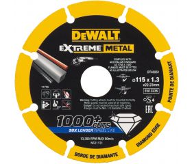 DT40251-QZ - Disco de corte con borde diamantado Extreme Metal 115x1.3x22.3mm