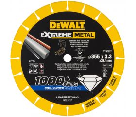 DT40257-QZ - Disco de corte con borde diamantado Extreme Metal 355x3.3x25.4mm