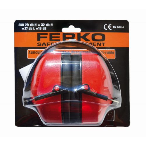 Blíster Casco Antirruido, Color Rojo, Protección Auditiva, SNR: 27 dB, EN 352-1