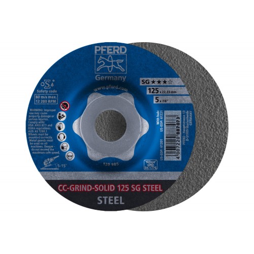 Disco de desbaste CC-GRIND-SOLID 125x22,23 mm COARSE línea de rendimiento SG STEEL para acero