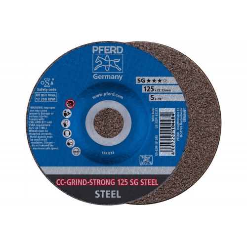 Disco de desbaste CC-GRIND-STRONG 125x22,23 mm COARSE línea de rendimiento SG STEEL para acero