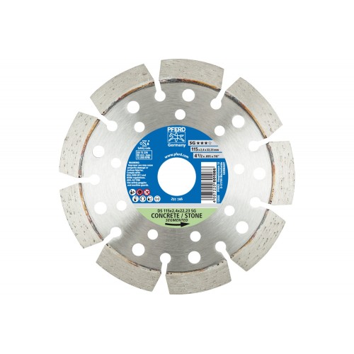 Disco de corte de diamante DS 115x2,4x22,23 mm SG para corte rápido de piedra y hormigón