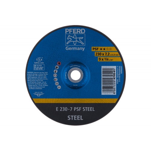 Disco de desbaste E 230x7,2x22,23 mm línea universal PSF STEEL para acero