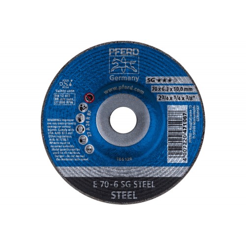 Disco de desbaste E 70x6,3x10 mm línea alto rendimiento SG STEEL para acero