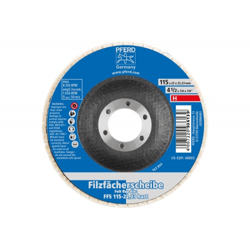 Disco de láminas de fieltro duro FFS Ø 115 mm, agujero 22,23 mm para trabajos de pulido con amoladora angular