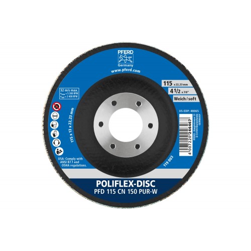 Disco Poliflex PFD Ø 115x14 mm agujero Ø 22,23 mm aglomerante PUR blando SIC150