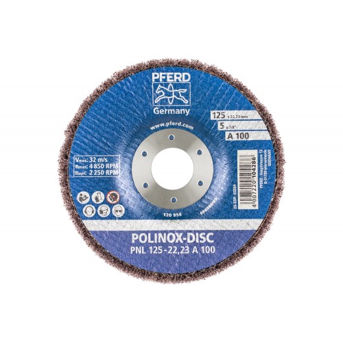 Disco abrasivo de vellón POLINOX PNL Ø 125 mm agujero Ø 22,23 mm A100 para lijado fino y acabado