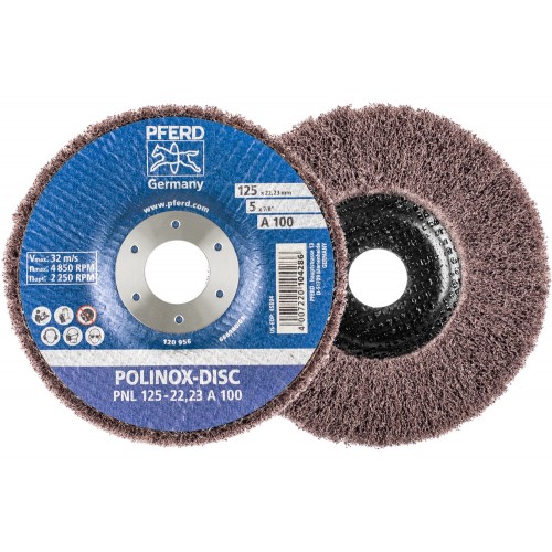 Disco abrasivo de vellón POLINOX PNL Ø 125 mm agujero Ø 22,23 mm A100 para lijado fino y acabado