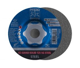 Disco de desbaste CC-GRIND-SOLID 125x22,23 mm COARSE línea de rendimiento SG STEEL para acero