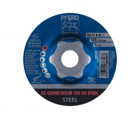 Disco de desbaste CC-GRIND-SOLID 125x22,23 mm COARSE línea de rendimiento SG STEEL para acero