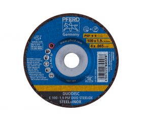 Disco de corte/desbaste DUODISC E 100x1,9x16 mm centro embutido Línea univ. PSF DUO STEELOX para acero/acero inoxidable