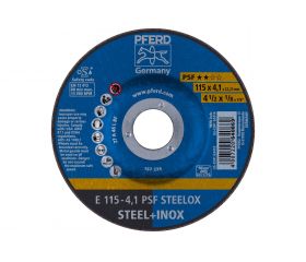 Disco de desbaste E 115x4,1x22,23 mm línea universal PSF STEELOX para acero/acero inoxidable