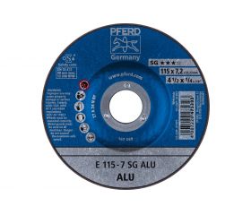 Disco de desbaste E 115x7,2x22,23 mm línea alto rendimiento SG ALU para aluminio