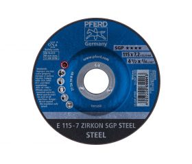 Disco de desbaste E 115x7,2x22,23 mm circonio línea especial SGP STEEL para acero