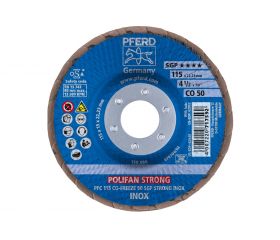 Disco de láminas lijadoras STRONG POLIFAN PFC 115x22,23 mm cónico CO-FREEZE 50 SGP INOX acero inoxidable