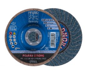 Disco de láminas lijadoras STRONG POLIFAN PFC 125x22,23 mm cónico Z36 línea SGP STEEL para acero