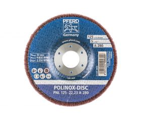 Disco abrasivo de vellón POLINOX PNL Ø 125 mm agujero Ø 22,23 mm A280 para lijado fino y acabado