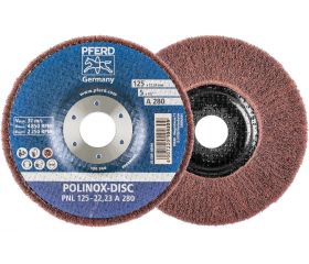 Disco abrasivo de vellón POLINOX PNL Ø 125 mm agujero Ø 22,23 mm A280 para lijado fino y acabado