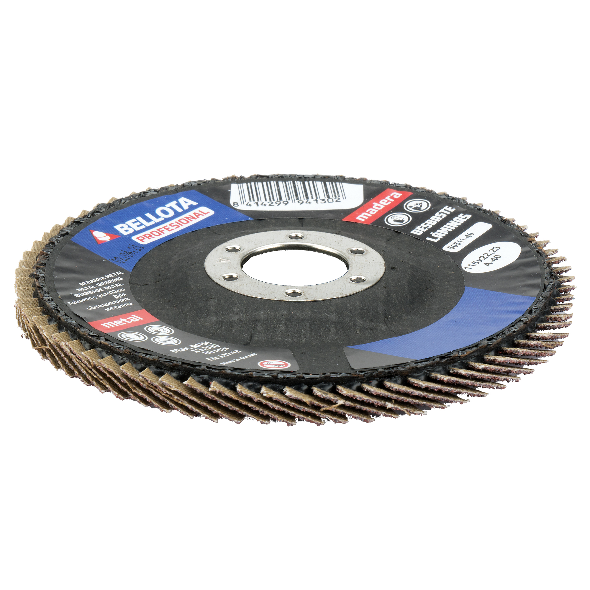 Disco de láminas base fibra cóncava para desbaste madera-metal, grano A /  50611