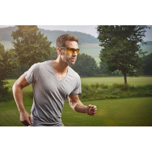 Gafas protectoras para pantalla con patillas, ahumado en amarillo, montura con sistema de clip para cristales graduados