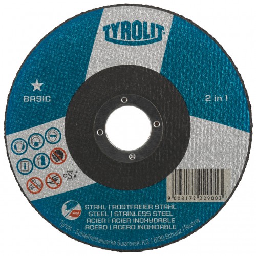 Tyrolit Discos de corte 2in1 para acero y acero inoxidable 125 x 3,0 #42C 125x3x22,23 A30Q-BF