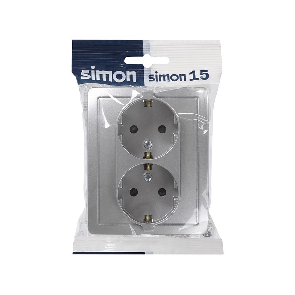 Enchufe schuko aluminio Simon 15