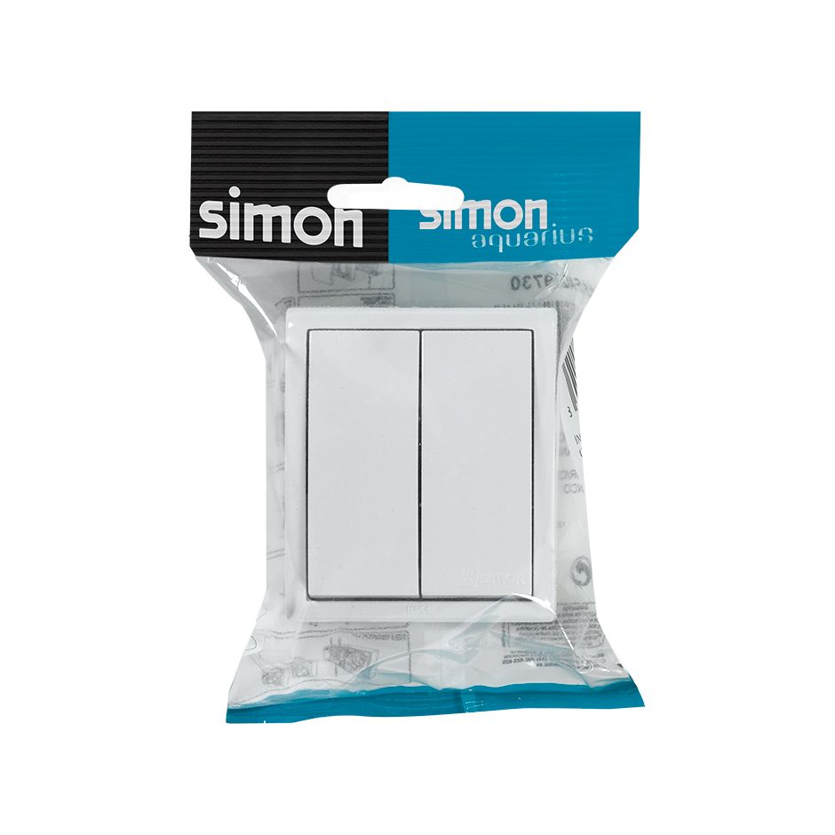 INTERRUPTOR CONMUTADOR DOBLE SIMON AQUARIUS BLANCO