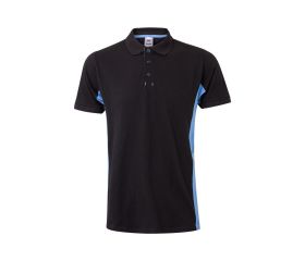 105504.POLO BICOLOR MC NEGRO/CELESTE 2XL