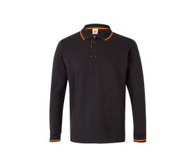 105515.POLO BICOLOR ML NEGRO/NARANJA FLÚOR 2XL