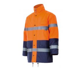 166.PARKA BICOLOR AV AZUL MARINO/NARANJA FLÚOR 2XL