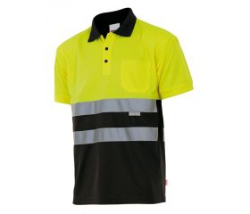 173.POLO BICOLOR MC AV NEGRO/AMARILLO FLÚOR 2XL