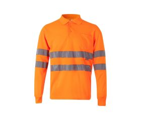 174.POLO ML AV NARANJA FLÚOR 2XL