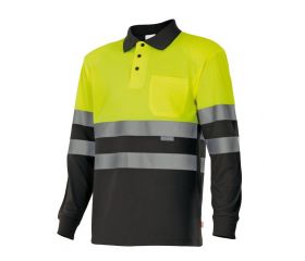 175.POLO BICOLOR ML AV NEGRO/AMARILLO FLÚOR 2XL