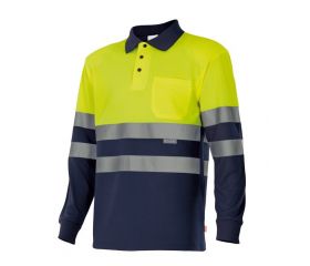 175.POLO BICOLOR ML AV AZUL MARINO/AMARILLO FLÚOR S