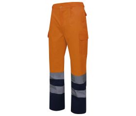 303001.PANTALÓN BICOLOR AV AZUL MARINO/NARANJA FLÚOR 2XL