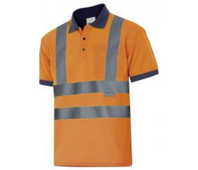 305502.POLO BICOLOR MC AV AZUL MARINO/NARANJA FLÚOR 2XL