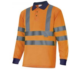 305503.POLO BICOLOR ML AV AZUL MARINO/NARANJA FLÚOR 2XL