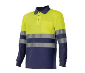 305507.POLO BICOLOR ML AV AZUL MARINO/AMARILLO FLÚOR 2XL