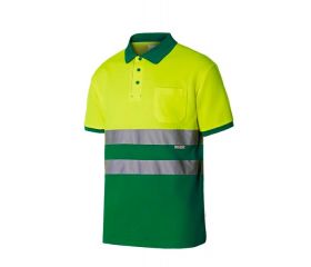 305513.POLO ALGODÓN BICOLOR MC AV VERDE/AMARILLO FLÚOR 2XL