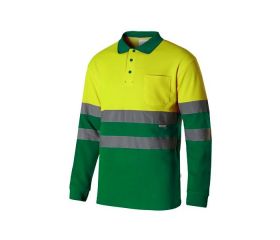 305515.POLO ALGODÓN BICOLOR ML AV VERDE/AMARILLO FLÚOR 2XL