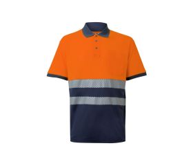 305523.POLO ALGODÓN BICOLOR MC RS AZUL NAVY/NARANJA FLÚOR 2XL