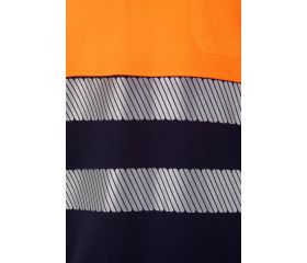 305523.POLO ALGODÓN BICOLOR MC RS AZUL NAVY/NARANJA FLÚOR 2XL