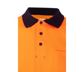 305523.POLO ALGODÓN BICOLOR MC RS AZUL NAVY/NARANJA FLÚOR 2XL