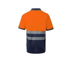 305523.POLO ALGODÓN BICOLOR MC RS AZUL NAVY/NARANJA FLÚOR 2XL