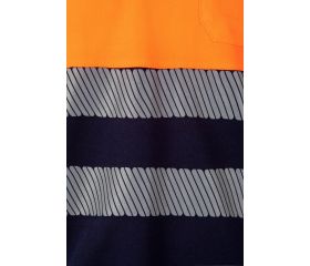 305525.POLO ALGODÓN BICOLOR ML RS AZUL NAVY/NARANJA FLÚOR 2XL