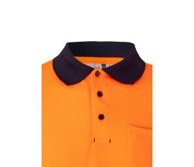 305525.POLO ALGODÓN BICOLOR ML RS AZUL NAVY/NARANJA FLÚOR 2XL