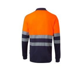 305525.POLO ALGODÓN BICOLOR ML RS AZUL NAVY/NARANJA FLÚOR 2XL